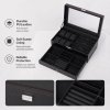 Watch Box Watch Storage Jewelry Box 2 Layer Glass Lid Lockable Display Black
