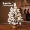 Santaco Christmas Tree Mini 49cm Snow Flocked PVC LED Tabletop Desk Xmas White