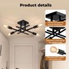 EMITTO Semi Flush Mount Ceiling Light Fixture Matte Black 4 Light E27 Socket