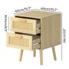 Levede Bedside Table Rattan 2 Pack Drawers Nightstand End Table Bedroom Bamboo