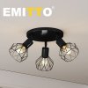 EMITTO 3-Way Spotlight Ceiling Light Adjustable Vintage Black E14 Metal Fixture