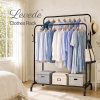 Levede Clothes Rail Heavy Duty 2 Rods Carbon Steel Rack with Shelf Bedroom Black