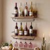 Levede Wall Wine Rack With Glass Holder Floating Wine Shelf Home Bar Storage 2PC