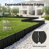 Lambu Lawn Edging, Garden Edging Border, Flexible PP PE Modular Black, 178pc