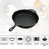 Toque Frying Pan Non Stick Cast Iron 30cm Steak Skillet Round BBQ Grill Camping