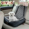 Skylos Dog Booster Car Seat Travel Carrier Plush Bed Basket Portable Pet Grey