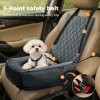 Skylos Dog Booster Car Seat Travel Carrier Plush Bed Basket Portable Pet Grey