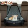 Skylos Dog Booster Car Seat Travel Carrier Plush Bed Basket Portable Pet Grey