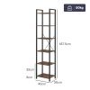 Levede Book Shelf 6-Tier Narrow Shelves Space-Saving Steel Bedroom Walnut Brown