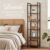 Levede Book Shelf 6-Tier Narrow Shelves Space-Saving Steel Bedroom Walnut Brown