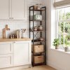Levede Book Shelf 6-Tier Narrow Shelves Space-Saving Steel Bedroom Walnut Brown