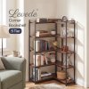 Levede Corner Bookcase 5-Tier L-Shaped Bookshelf Space-Saving Spice Walnut Black Metal