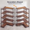 Levede Corner Bookcase 5-Tier L-Shaped Bookshelf Space-Saving Spice Walnut Black Metal