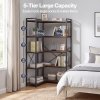 Levede Corner Bookcase 5-Tier L-Shaped Bookshelf Space-Saving Spice Walnut Black Metal