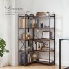 Levede Corner Bookcase 5-Tier L-Shaped Bookshelf Space-Saving Spice Walnut Black Metal