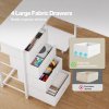 Levede Corner Desk L Shaped with Drawers Power Outlet Office Gaming Wood White