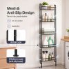 Levede Behind Door Storage Organiser Narrow 5-Tier Bathroom Shelves Steel Black