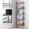 Levede Behind Door Storage Organiser Narrow 5-Tier Bathroom Shelves Steel Black