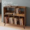 Levede Record Player Stand 300+ Album Storage Turntable Cabinet Rubber Wood Antique Brown