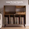 Levede Record Player Stand 300+ Album Storage Turntable Cabinet Rubber Wood Antique Brown