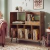 Levede Record Player Stand 300+ Album Storage Turntable Cabinet Rubber Wood Antique Brown