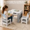 Dekko Kids Table and Chairs Set 2-in-1 Flip Top Storage Activity Play Study Grey