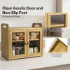 TOQUE Bread Box 20L 2-Tier Bamboo Bread Bin Storage Acrylic Door Natural