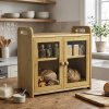 TOQUE Bread Box 20L 2-Tier Bamboo Bread Bin Storage Acrylic Door Natural
