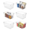 TOQUE 6PCS Fridge Storage Bins Clear Kitchen Organiser Containers PET Stackable