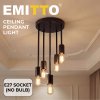 Emitto Ceiling Lights 5 Lights Flush Fitting Pendant Lamp E27 Base Black