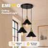 Emitto Pendant Light 3 Lights Height Adjustable Vintage Ceiling Light Black