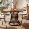Levede Round Dining Table for 4-6 People 30mm MDF Metal Base Kitchen Brown