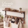 Levede Coat Rack Wall Mounted Shelf 7 Hooks Heavy Duty Entryway Storage Brown
