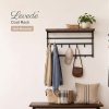 Levede Coat Rack Wall Mounted 10kg Wooden Shelf Hooks Hanger Storage Metal Brown