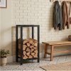 Levede Firewood Rack Metal Outdoor Storage Log Holder Fireplace 30 x 22 x 59cm