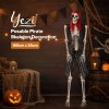 Yezi Halloween Skeleton Life Size Pirate Decor 166cm PE Plastic White