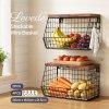 Toque Fruit Snack Storage Basket 2PCS Stackable Wall Mounted Kitchen Wood Lid