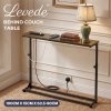 Levede Console Table Slim Height Adjustable with Outlets for Entryway Sofa Black