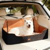 Skylos Dog Booster Car Seat Travel Carrier Bed Basket for Pet up to 100lbs Brown