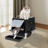 Skylos Cat Litter Box Stainless Steel Large Enclosed Toilet Tray Anti-Splashing