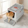Skylos Stainless Steel Cats Litter Box Hooded High Enclosed Large Kitty Toilet
