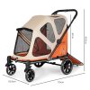 Skylos Dog Stroller Pet Pram Foldable Shock Absorbing Wheels Outdoor Orange