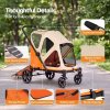 Skylos Dog Stroller Pet Pram Foldable Shock Absorbing Wheels Outdoor Orange