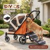 Skylos Dog Stroller Pet Pram Foldable Shock Absorbing Wheels Outdoor Orange