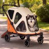 Skylos Dog Stroller Pet Pram Foldable Shock Absorbing Wheels Outdoor Orange