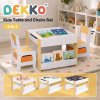 Dekko Kids Table and Chairs Set 2-in-1 Flip Top Storage Activity Play Study Grey