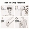 Yezi Halloween Skeleton Life Size 169cm Posable Jointed ABS Spooky Patio White