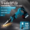 Traderight Cordless Reciprocating Saw Set For Wood Metal 2 Battery Safety Goggle