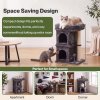 Skylos Cat Tree with Scratching Sisal Post Large Top Perch 2 Condos Dark Grey