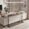 Levede Console Table Slim Height Adjustable with Outlets for Entryway Sofa Black